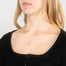 Load image into Gallery viewer, Sterling Silver Rhodium Plated Cubic Zirconia Script &quot;N &quot; Initial Pendant