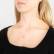 Load image into Gallery viewer, Sterling Silver Rhodium Plated Cubic Zirconia Script &quot;Z &quot; Initial Pendant