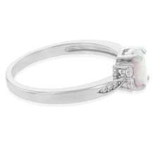 Load image into Gallery viewer, Sterling Silver Rhodium Plated Cubic Zirconia Synthetic Opal Ring