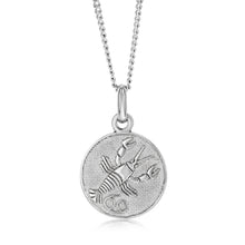 Load image into Gallery viewer, Sterling Silver Rhodium Plated Round Zodiac Cancer Pendant