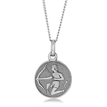 Load image into Gallery viewer, Sterling Silver Rhodium Plated Round Zodiac Sagitarius Pendant