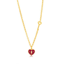 Load image into Gallery viewer, Sterling Silver Yellow Gold Plated Red Heart On 45cm Chain