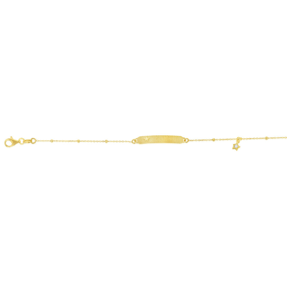 Sterling Silver Yellow Gold Plated Star Patterned ID 19cm Bracelet