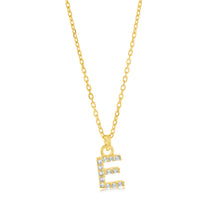 Load image into Gallery viewer, Sterling Silver Yellow Gold Plated Initial &quot;E&quot; Pendants On 45cm Chain