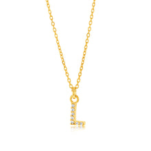Load image into Gallery viewer, Sterling Silver Yellow Gold Plated Initail &quot;L&quot; Pendant On 45cm Chain