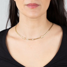 Load image into Gallery viewer, Sterling Silver Yellow Gold Plated Cubic Zirconia Butterfly 43cm Choker Chain