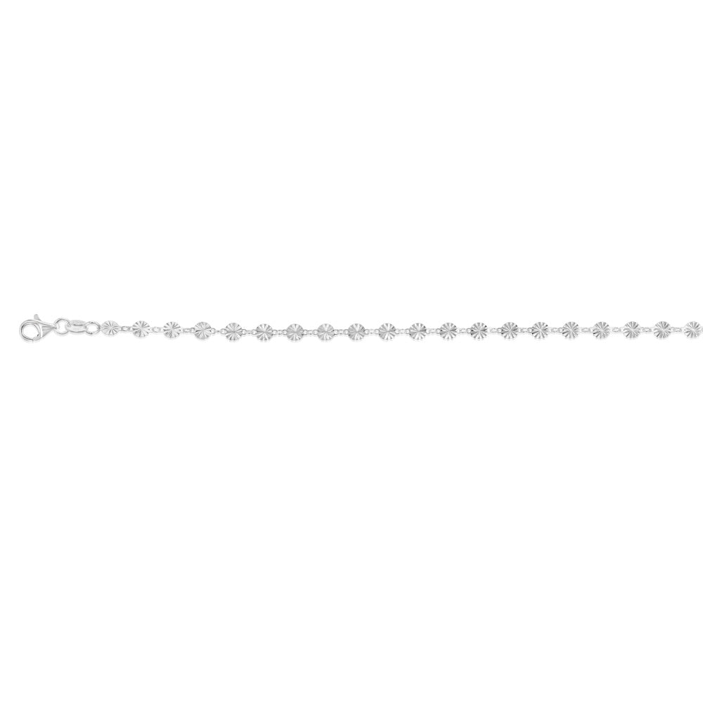 Sterling Silver Diamond Cut Disc 19cm Bracelets