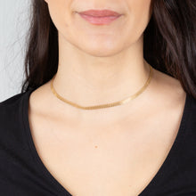 Load image into Gallery viewer, Sterling Silver Gold Plated Flat 40cm Choker Chain