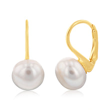 Load image into Gallery viewer, Sterling Silver Gold Plated Single Pearl Hoop Earring