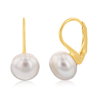 Sterling Silver Gold Plated Single Pearl Hoop Earring
