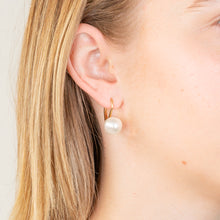 Load image into Gallery viewer, Sterling Silver Gold Plated Single Pearl Hoop Earring