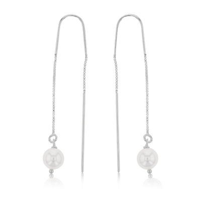 Sterling Silver Single Pearl Threader Earring