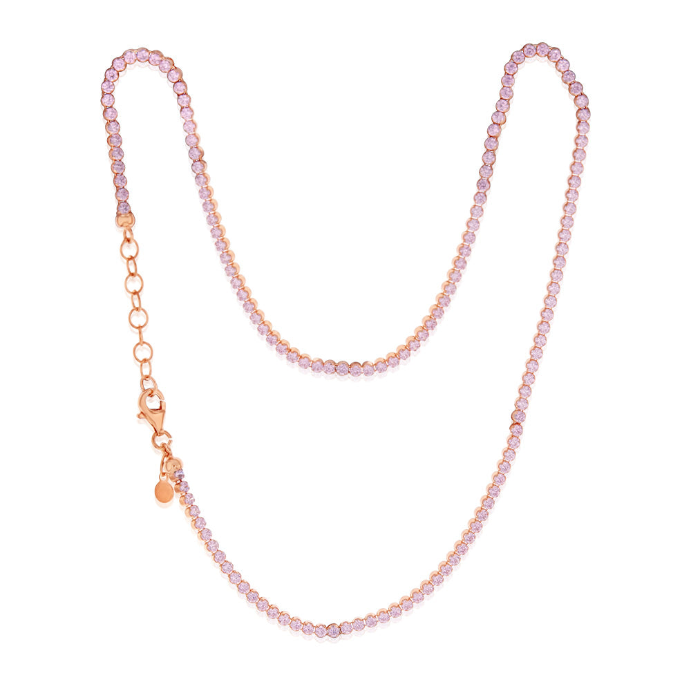 Sterling Silver Rose Gold Plated Fancy 40cm Choker Chain