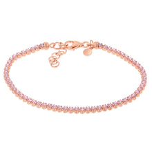 Load image into Gallery viewer, Sterling Silver Rose Gold Plated Fancy 19cm Tennis Bracelet