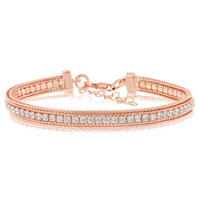 Load image into Gallery viewer, Sterling Silver Rose Gold Plated Cubic Zirconia Tennis 19cm Bracelet