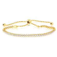Load image into Gallery viewer, Sterling Silver Gold Plated Cubic Zirconia Adjustable Tennis Bracelet