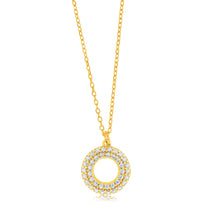 Load image into Gallery viewer, Sterling Silver Gold Plated Cubic Zirconia Circle Of Life Pendant On 45cm Chain