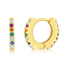 Load image into Gallery viewer, Sterling Silver Gold Plated Multicolour Hoop Earrings