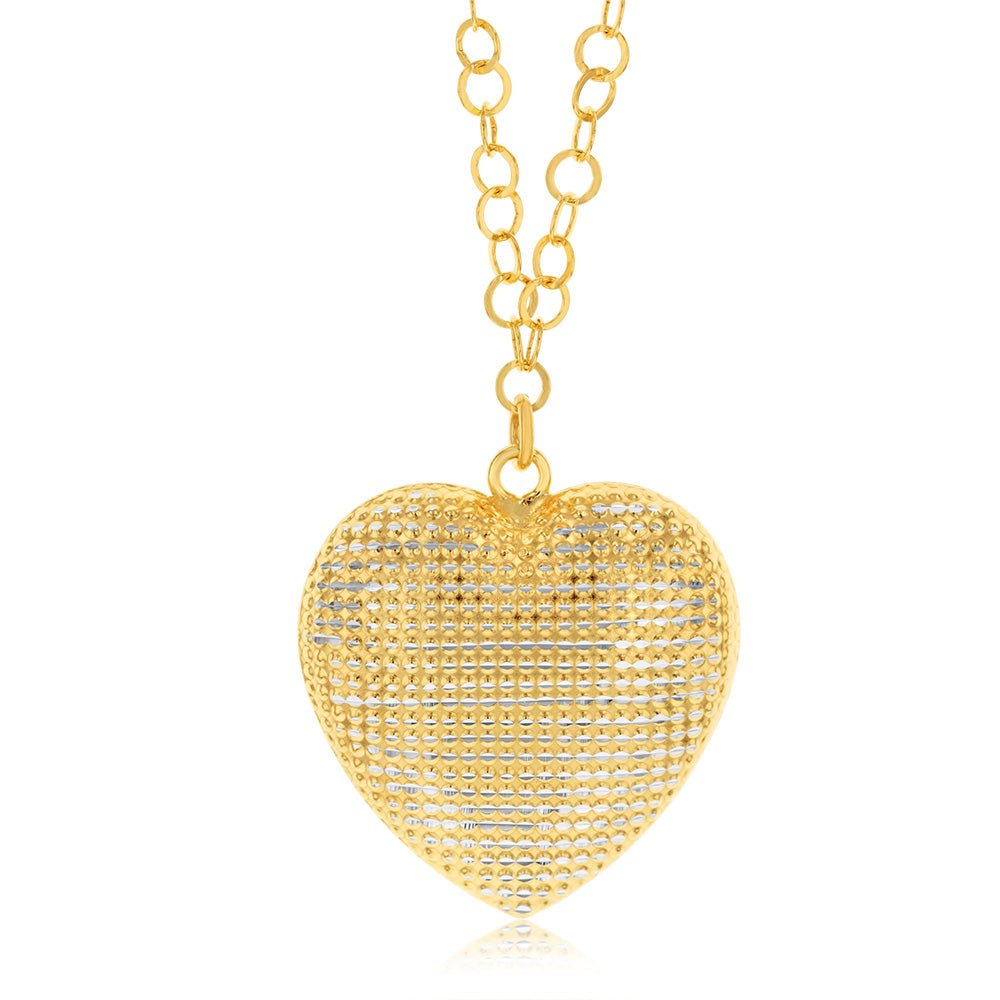 Sterling Silver Gold Plated Heart Pendant On 42+3cm Chain