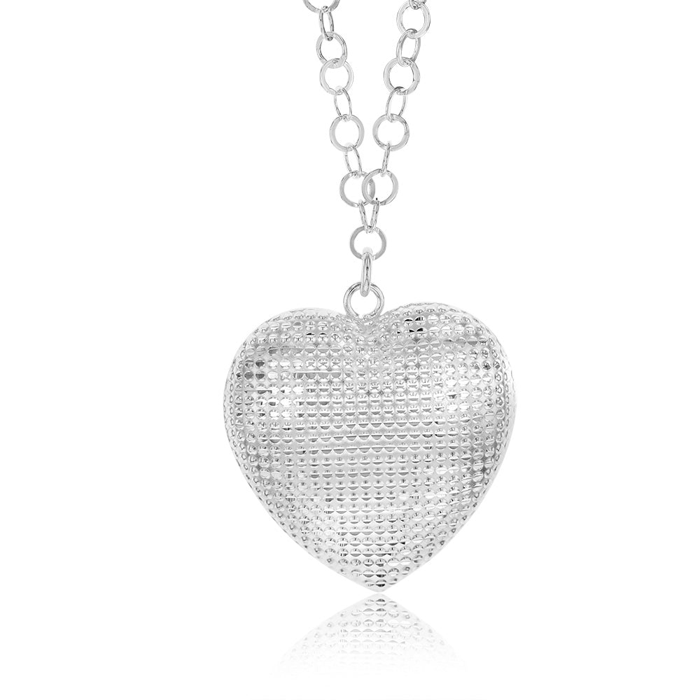 Sterling Silver Heart Pendant On 42+3cm Chain