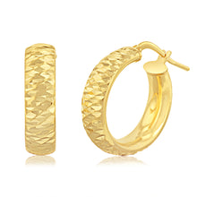 Load image into Gallery viewer, Sterling Silver Gold Plated Patterned Hoop Earrings