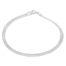 Load image into Gallery viewer, Sterling Silver Textured 4mm Herringbone 19cm Bracelet
