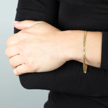 Load image into Gallery viewer, Sterling Silver Gold Plated Textured 4mm Herringbone 19cm Bracelet