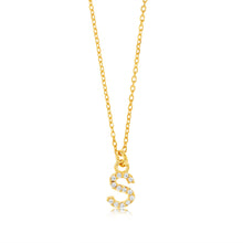 Load image into Gallery viewer, Sterling Silver Yellow Gold Plated Initail &quot;S&quot; Pendant On 45cm Chain