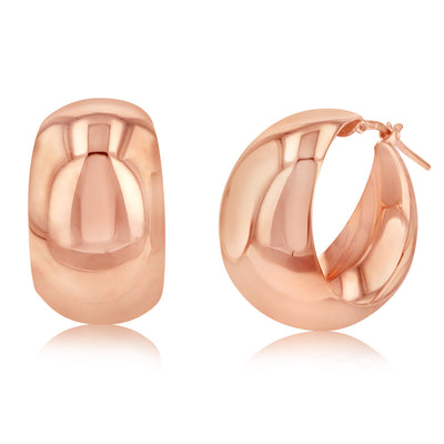 Sterling Silver Broad Pink Plated 20mm Hoop Earrings