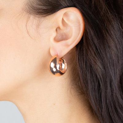 Sterling Silver Broad Pink Plated 20mm Hoop Earrings