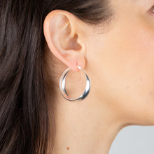 Load image into Gallery viewer, Sterling Silver Plain Broad 30mm Hoop Earrings