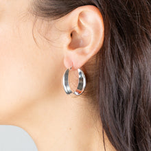 Load image into Gallery viewer, Sterling Silver Knife Edge 25mm Hoop Earrings