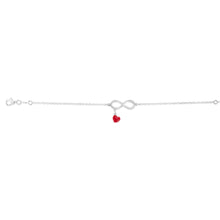 Load image into Gallery viewer, Sterling Silver Red Enamel Heart Infinity 18cm Bracelet