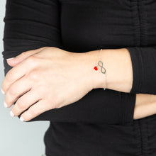 Load image into Gallery viewer, Sterling Silver Red Enamel Heart Infinity 18cm Bracelet