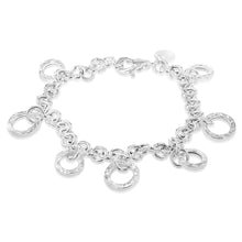 Load image into Gallery viewer, Sterling Silver Textured Charm 19cm Bracelet