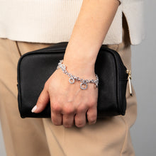 Load image into Gallery viewer, Sterling Silver Textured Charm 19cm Bracelet