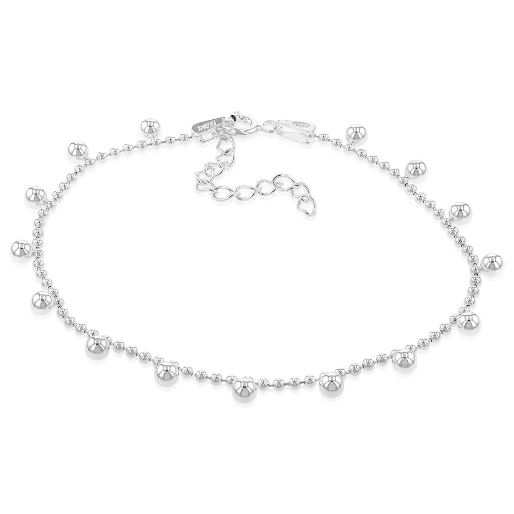 Sterling Silver Ball Charms On 19cm Bracelet