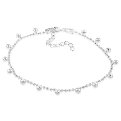 Sterling Silver Ball Charms On 19cm Bracelet