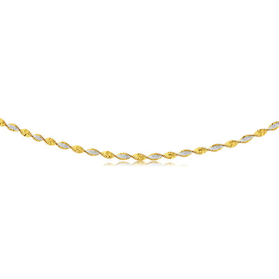 Sterling Silver And Gold Plated Two Tone Twisted Herringbone 45cm Chain
