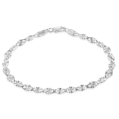 Sterling Silver Fancy Diamond Cut 19cm Bracelet