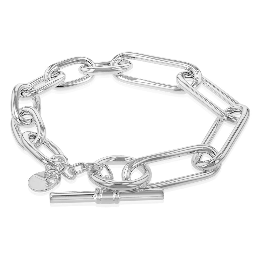 Sterling Silver Belcher Links Toggle Clasp 19cm Bracelets