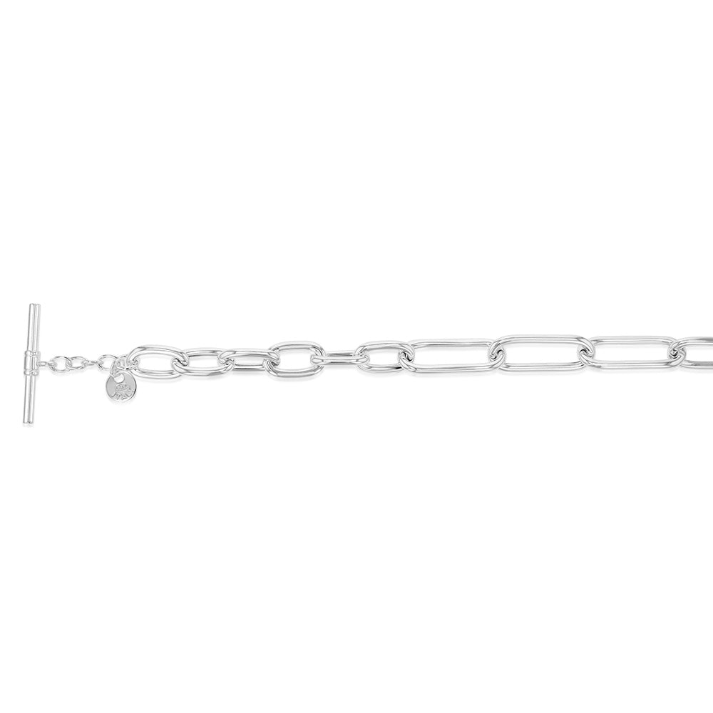 Sterling Silver Belcher Links Toggle Clasp 19cm Bracelets