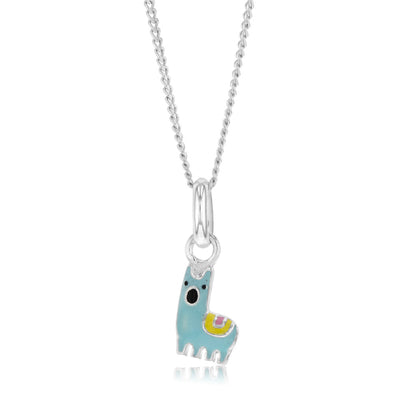 Sterling Silver Blue Enamel Llama Pendant