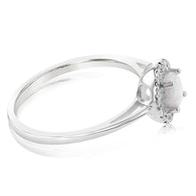 Load image into Gallery viewer, Sterlling Silver Cubic Zirconia And Created Opal Ring