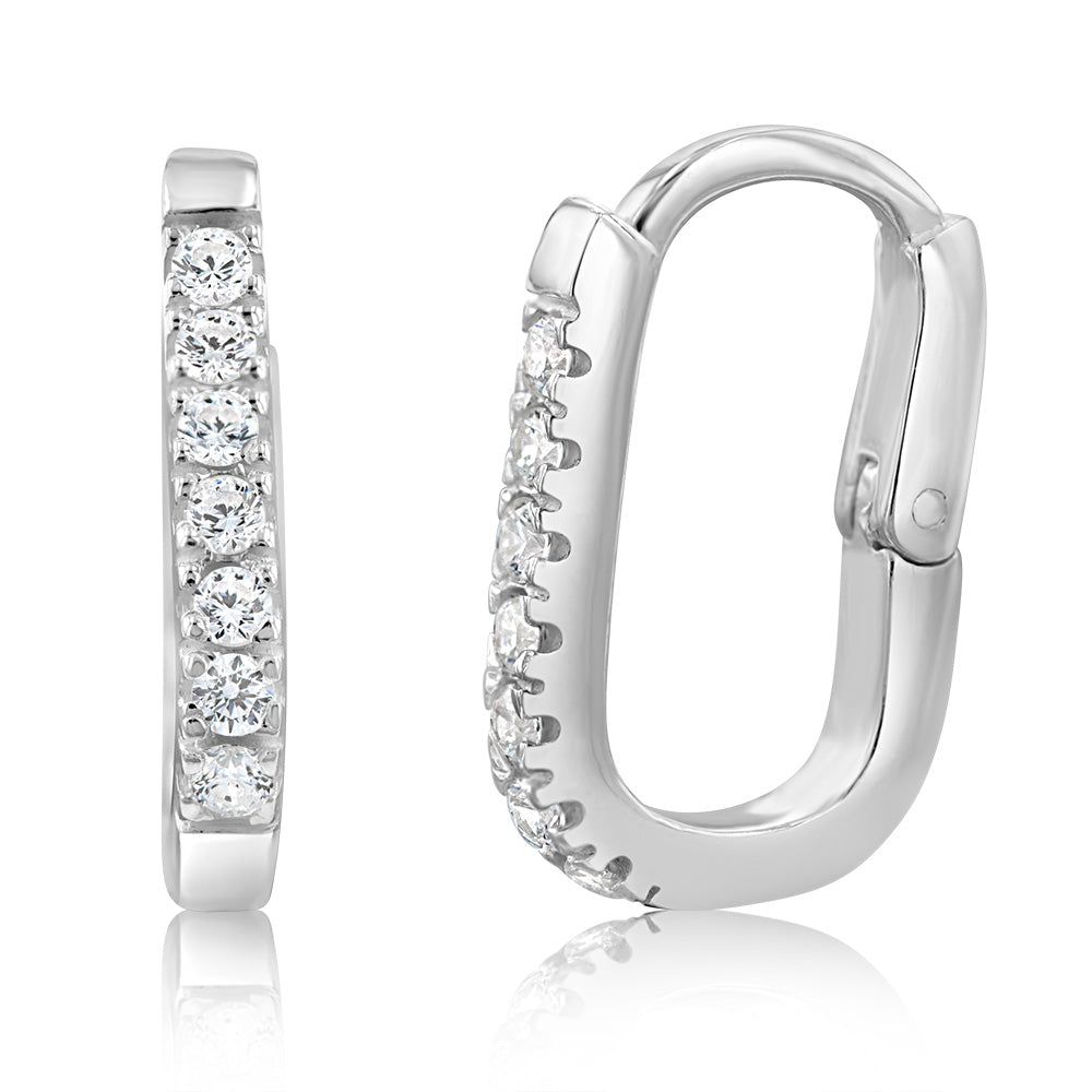 Sterling Silver Cubic Zirconia "U" Shaped Hoop Earring