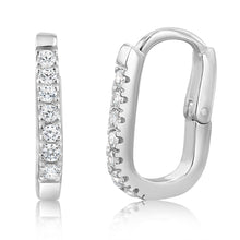 Load image into Gallery viewer, Sterling Silver Cubic Zirconia &quot;U&quot; Shaped Hoop Earring
