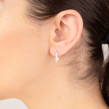 Load image into Gallery viewer, Sterling Silver Cubic Zirconia &quot;U&quot; Shaped Hoop Earring