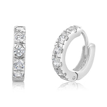 Load image into Gallery viewer, Sterling Silver Cubic Zirconia On 13mm Hoop Earrings