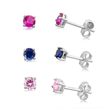 Load image into Gallery viewer, Sterling Silver Pink Sapphire And Ruby 4mm Stone Stud Earrings