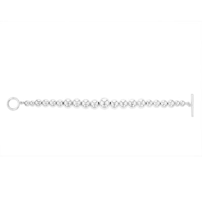 Sterling Silver Graduating Balls T Bar Clasp 19cm Bracelet